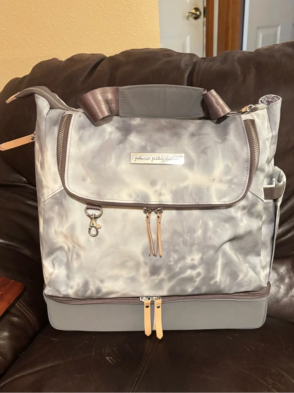 Petunia Pickle Bottom Pivot Pack Diaper Backpack in Smoke Swirl Tye-Dye pattern